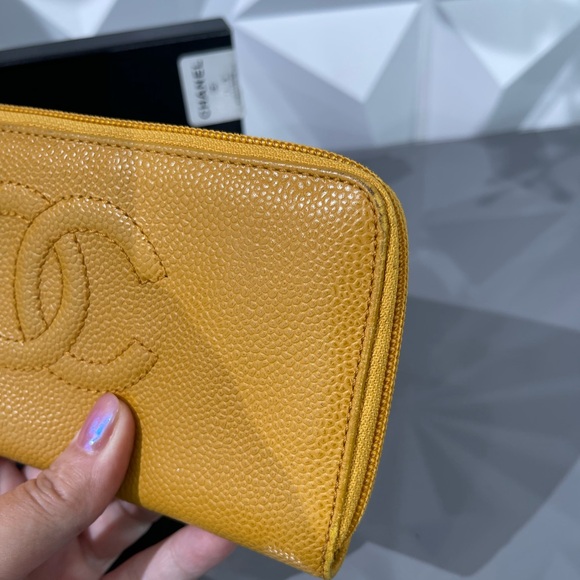 Authentic Chanel Caviar Yellow Zippy Long Wallet - Picture 16 of 16
